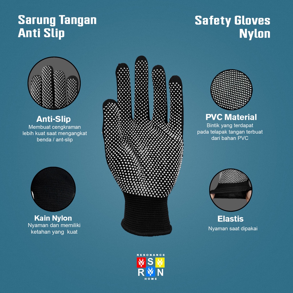 Sarung Tangan Rajut Bintik Anti Slip Gloves Resonance Home