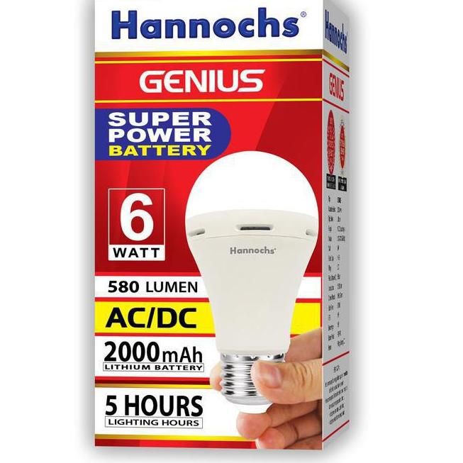 Lampu LED Hannochs Genius Emergency / Darurat / AC DC 6w 6 Watt 6 w Magic {SKL.18Oc22ᴷ}