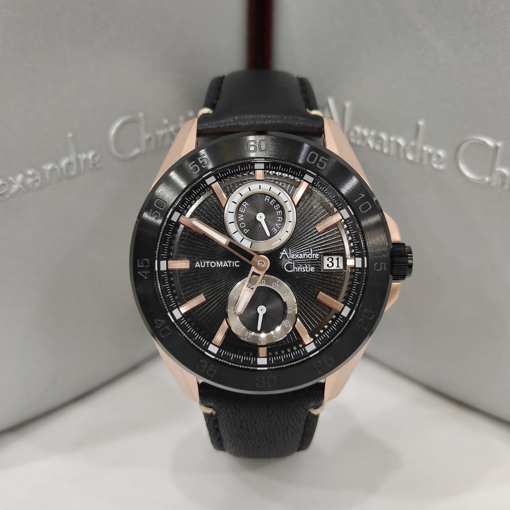 Jam Tangan Alexandre Christie AC 3045 Pria / AC3045 Black RoseGold Original