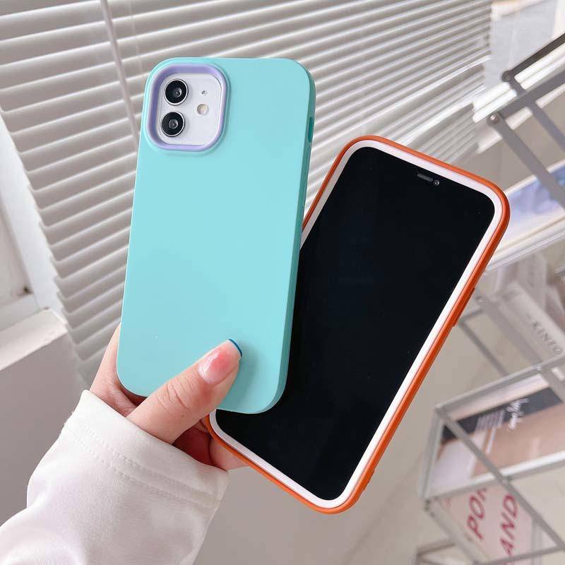 3 in 1 Soft Case Bumper Bahan Silikon Cair Tahan Banting Untuk iPhone X XS MAX XR 7 8 6 6S Plus SE 2022 2020