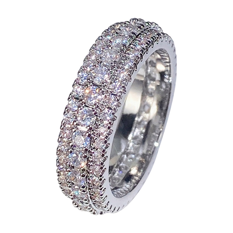 Fancyqube Cincin Zircon Kubik Berkilau Warna Silver Untuk Wanita