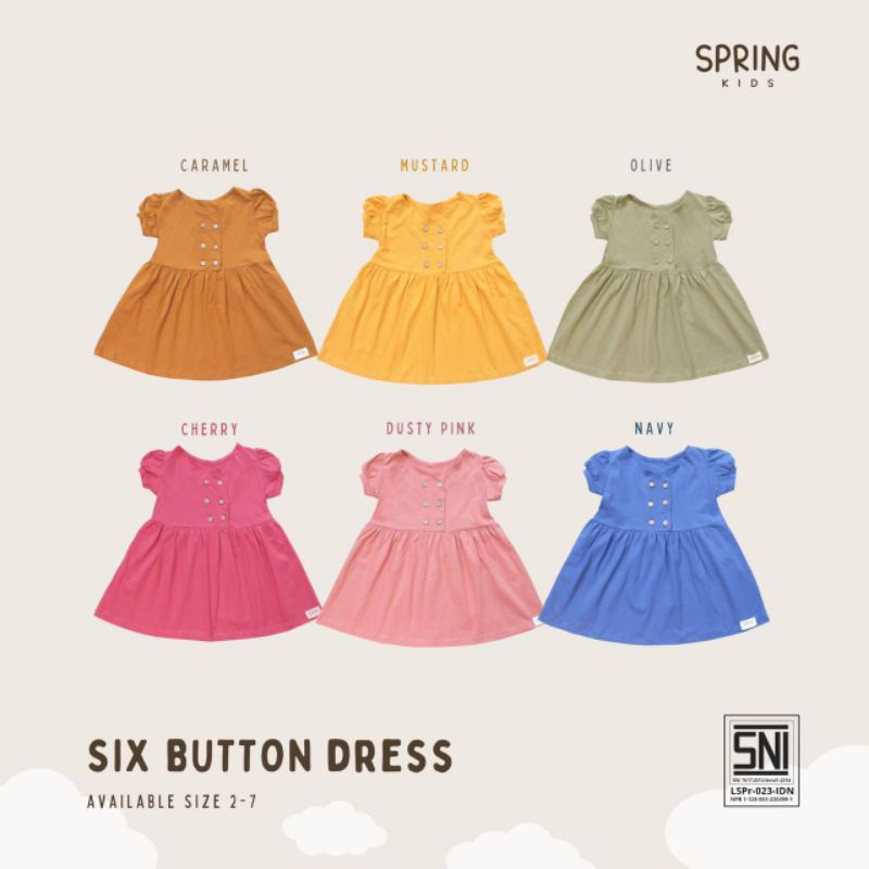 SPRING KIDS - SIX BUTTON DRESS - DRESS ANAK PEREMPUAN - DRESS ANAK - DRESS BAYI