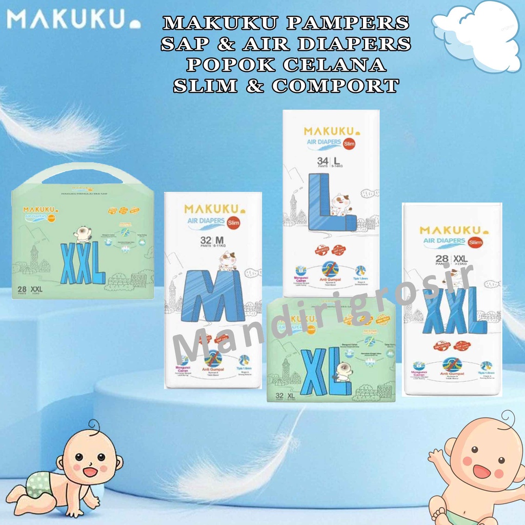 Pampers * Sap Air Diapers Slim * Makuku Pampers * Popok Celana * Daya Serap Anti Gumpal