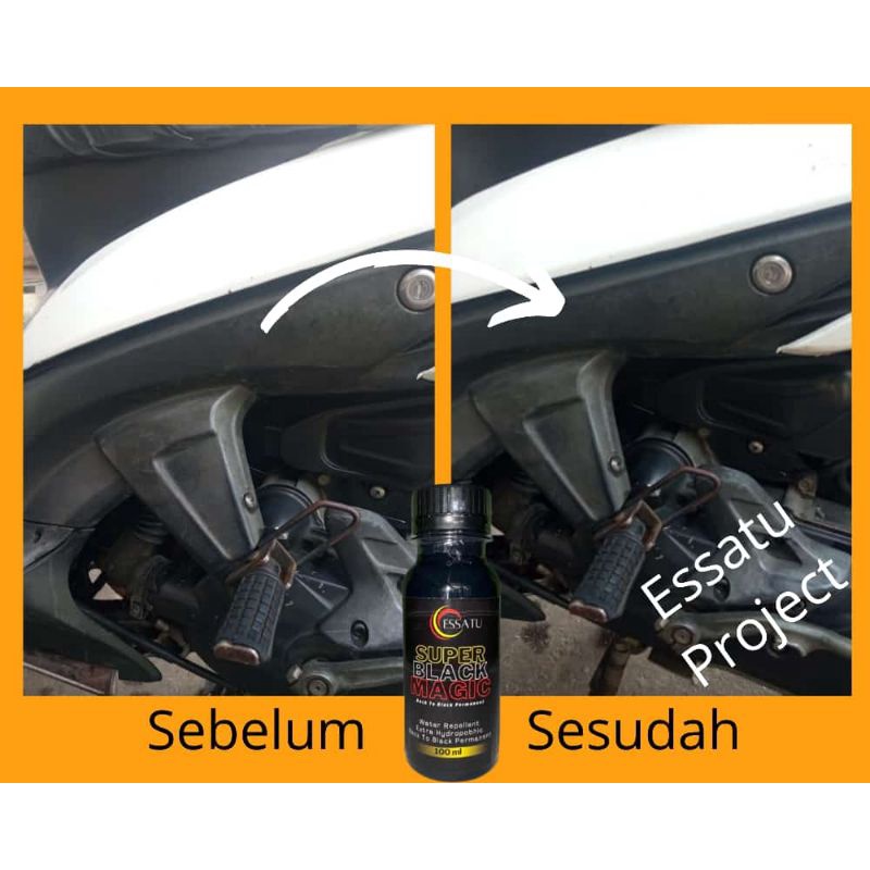 Essatu Super Black Magic Premium - Penghitam Plastik Body Motor, Trim Restorer &amp; Dasboard Mobil