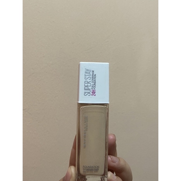 MAYBELLINE SUPERSTAY FOUNDATION FULL COVERAGE 24H BOLEH NEGO Shade : 112 Natural Invory FREE ONGKIR