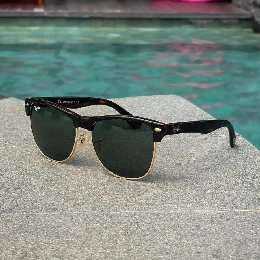 Kacamata Rayban Clubmaster Oversized 4175 Tortoise Gold