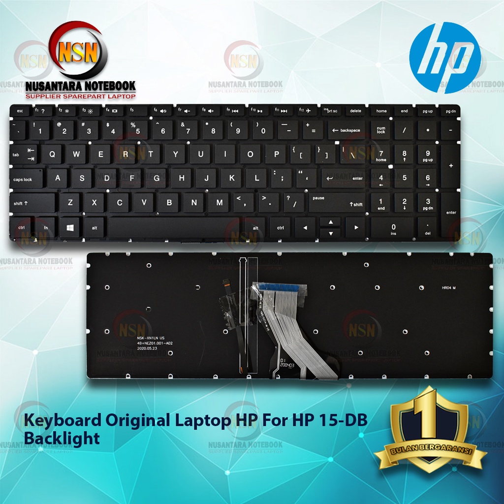 Keyboard Original Laptop HP For HP 15-DB Backlight (Black)