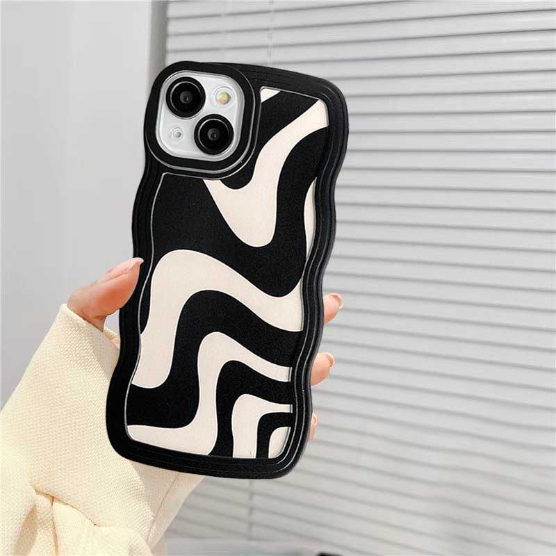 Case Bahan TPU Gelombang Hitam Putih Untuk iPhone 14 14 Pro MAX 11 Pro 11 Pro MAX 12 12 Pro 12 Pro MAX iPhone 13 Pro MAX X XR XS MAX 6 6S 7 8 Plus SE 2020 Case DGX