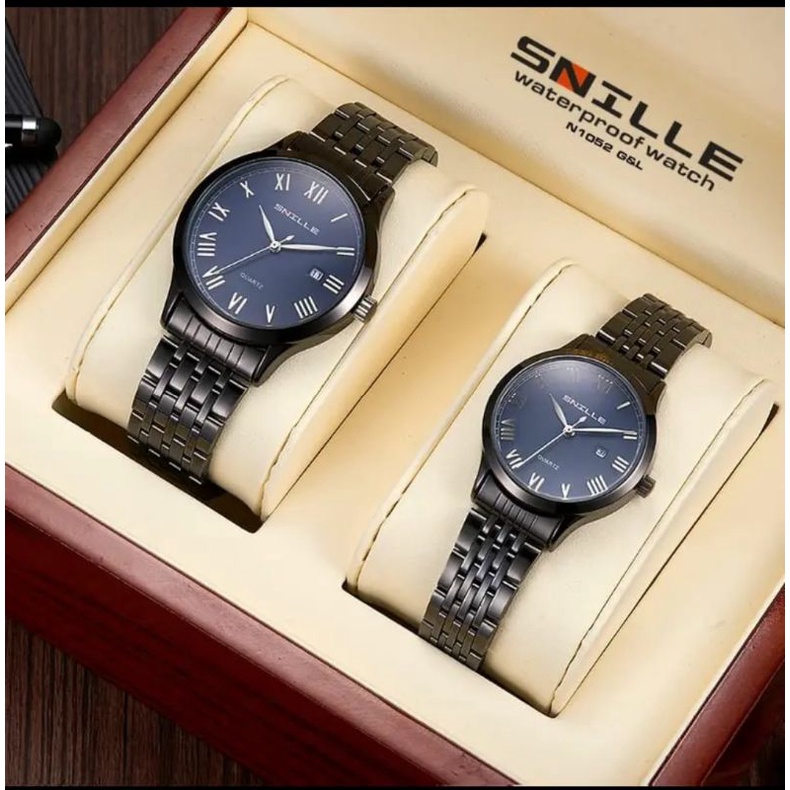 JAM TANGAN ORIGINAL COUPLE SNILLE TANGGAL AKTIF WATER RESISTANT]] BISA SATUAN