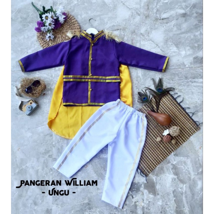 KOSTUM PANGERAN WILLIAM SET JUBAH /BAJU PANGERAN ANAK/PANGERAN WILLIAM COSPLAY/KOSTUM PANGERAN WILLIAM UNGU