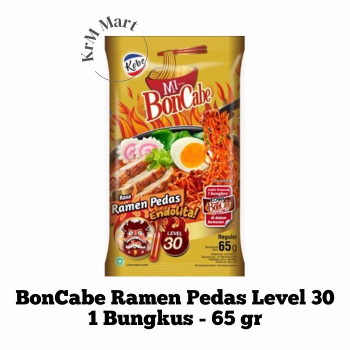 

TERBARU Mi Boncabe rasa Ramen Pedas Endolita 65 gr level 30 lv bon cabe mie