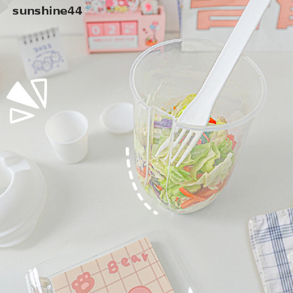 Sunshine Set Container / Gelas Sereal / Oatmeal / Yogurt / Salad Dengan Sendok + Garpu Untuk Sarapan