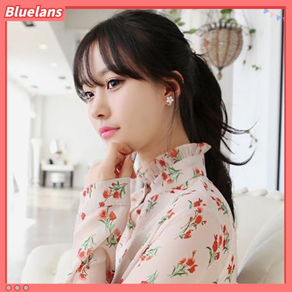 Bluelans Anting Stud Desain Bunga Dua Sisi Untuk Pernikahan