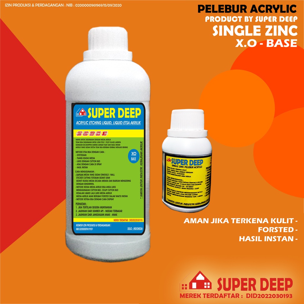 SUPER DEEP XO-BASE, Cairan Pelebur Akrilik INSTAN, Acrylic Etching Liquid, Frosted Akrilik, Cairan p