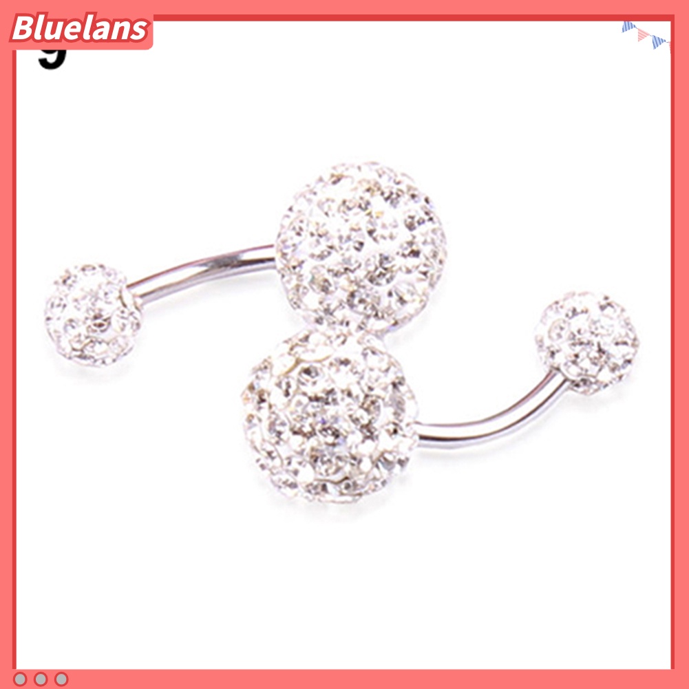 Bluelans Women Fashion Rhinestone Balls Navel Button Barbell Body Piercing Belly Ring