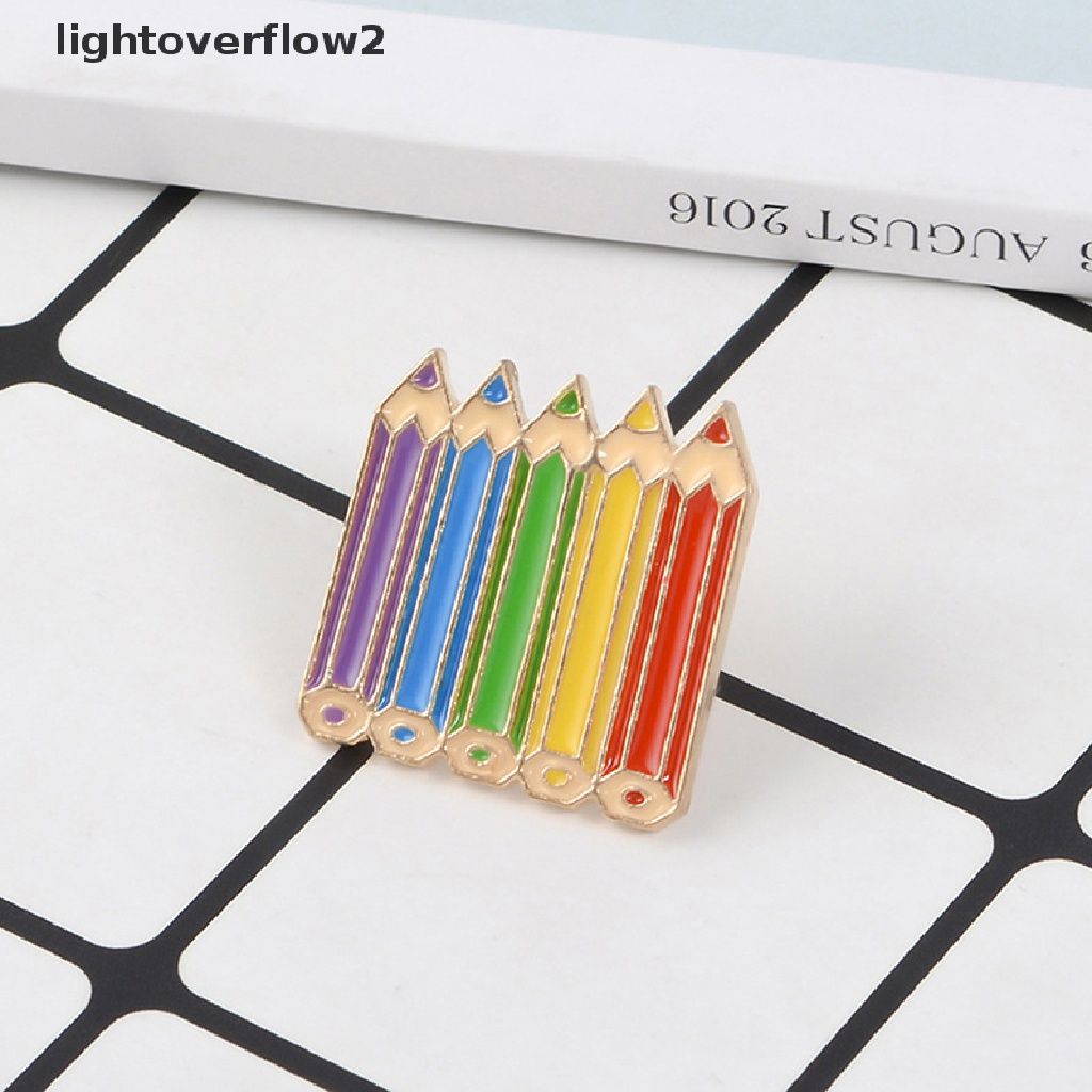 (lightoverflow2) Bros pin Enamel Bentuk Pensil Warna Untuk Aksesoris Pakaian Denim Anak Perempuan