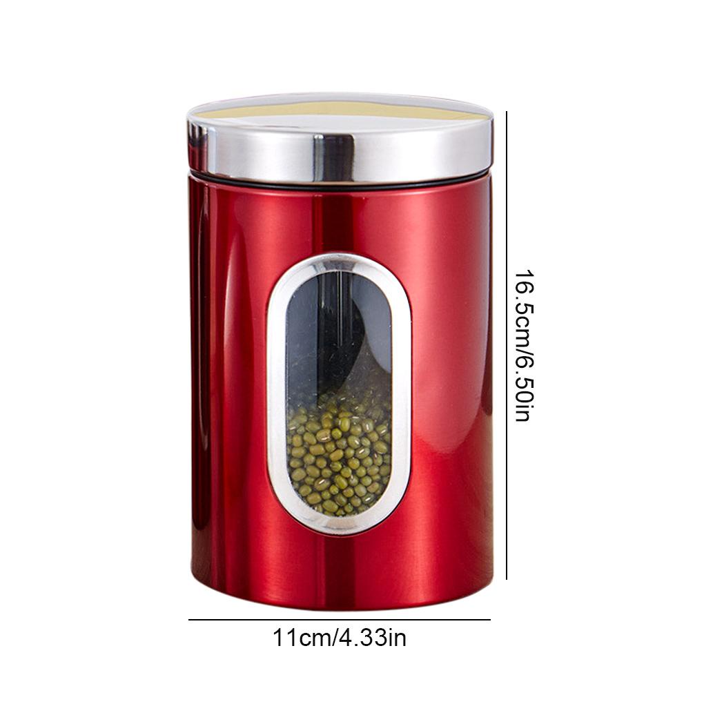 Toples Penyimpanan Stainless Canister Dry Food Dispenser Toples Dapur Untuk Visible Teh Kopi Bijian Kedap Udara Anti/ -Korosi 1pcs