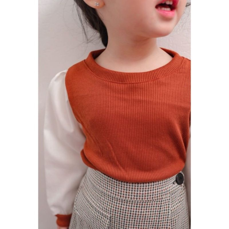 Atasan Anak Blouse Candy Alesha Longsleeve 2-5 tahun / Atasan Blouse Ballon Lengan Panjang Rib Knit Anak Perempuan 2-5 Tahun