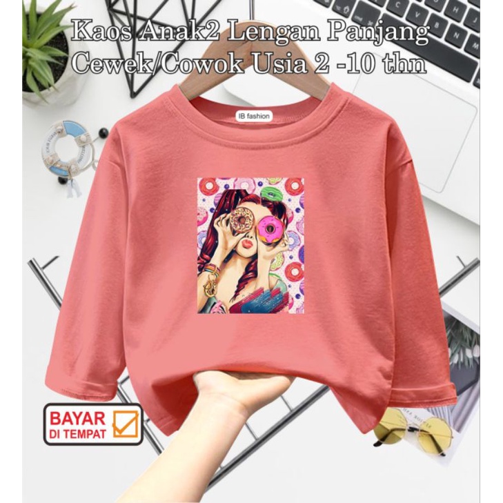 ((IB))KAOS ANAK PEREMPUAN PANJANG/CEWEK DONAT DIGITAL SABLON