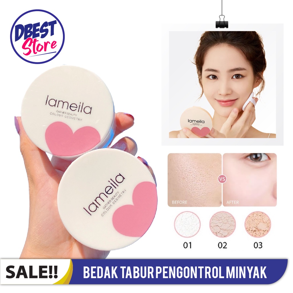 [ Gratis Cermin ] Make Up KOREA Lameila 3050 Bedak Tabur Pengontrol Minyak Anti Air &amp; Tahan Lama