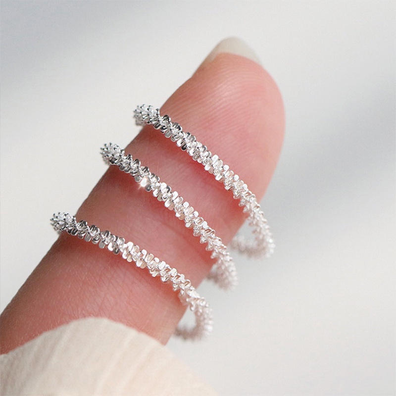 We Flower Cincin Knuckle Silver Sequin Glitter Adjustable Stackable Gaya Korea Untuk Wanita