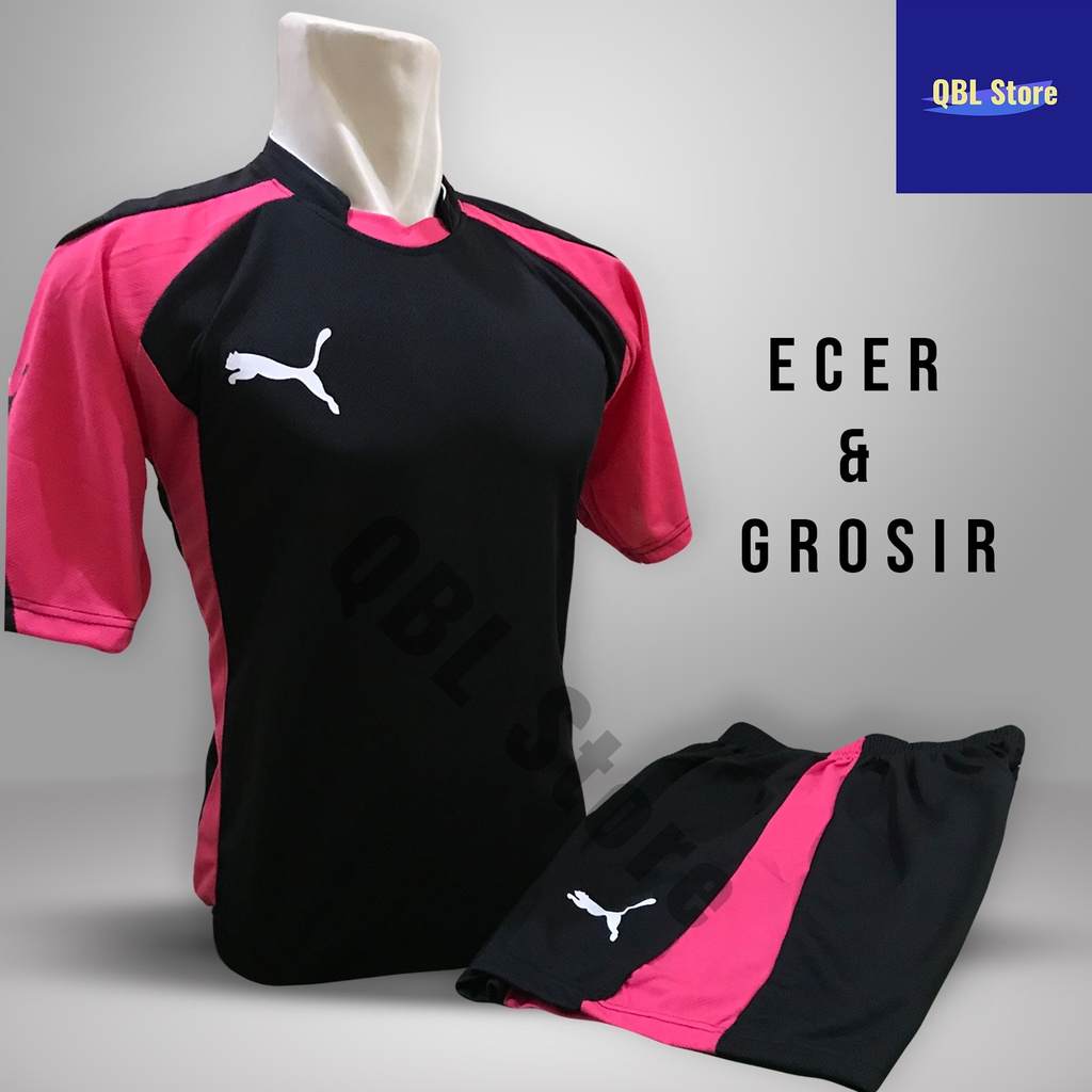 Baju Futsal Kaos Futsal Setelan Futsal Jersey NKE PMA Hitam Pink Ecer Grosir A004