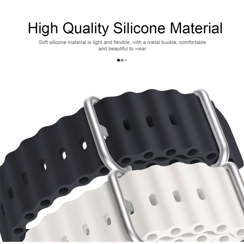 Ocean Silicone Rubber Strap Apple Watch 38mm 42mm 40mm 44mm 41mm 45mm Apple watch ultra tali jam pengganti iwatch