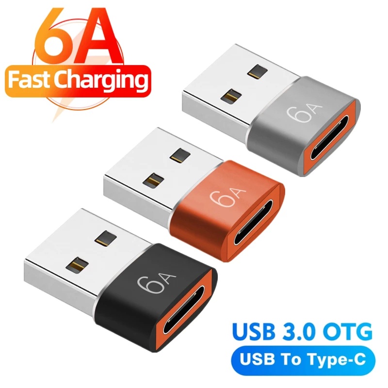 6a Adapter Konverter USB Tipe-C Female Ke USB A Male OTG Untuk Macbook / Xiaomi / Samsung / Oneplus / Realme