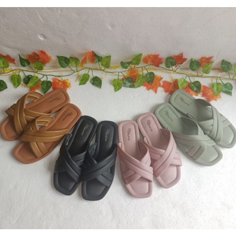 Sandal Wanita Model Silang Double Strap Sendal Selop Tali Strap Cewek Kekinian