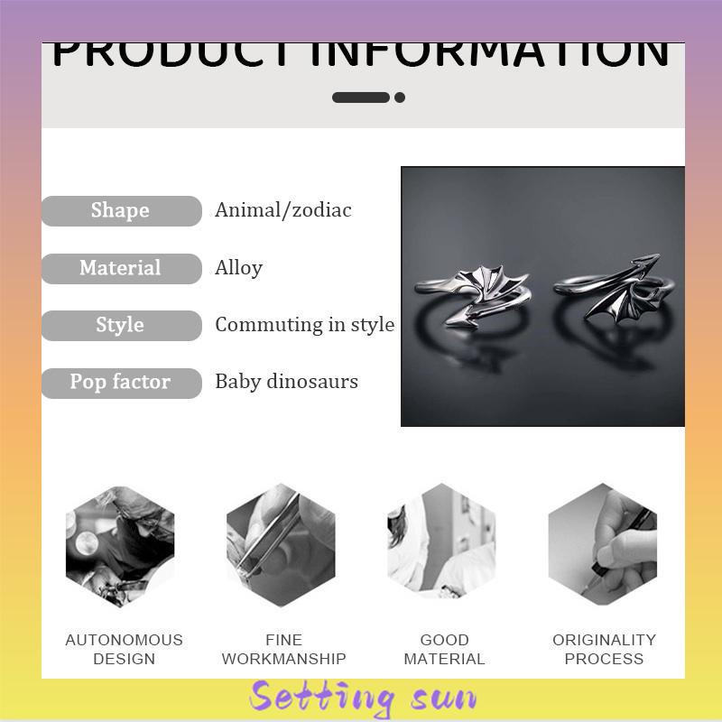 Cincin Anak Laki-laki Dan Perempuan Jari Terbuka Sederhana Ide Yang Dipersonalisasi Sayap Iblis Malaikat TN