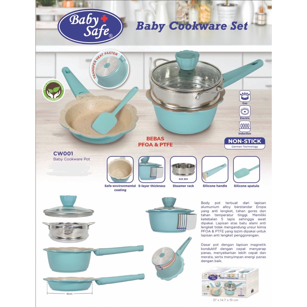 Baby Safe CW001 Cookware Set | Set Peralatan Masak Premium Wajan Panci