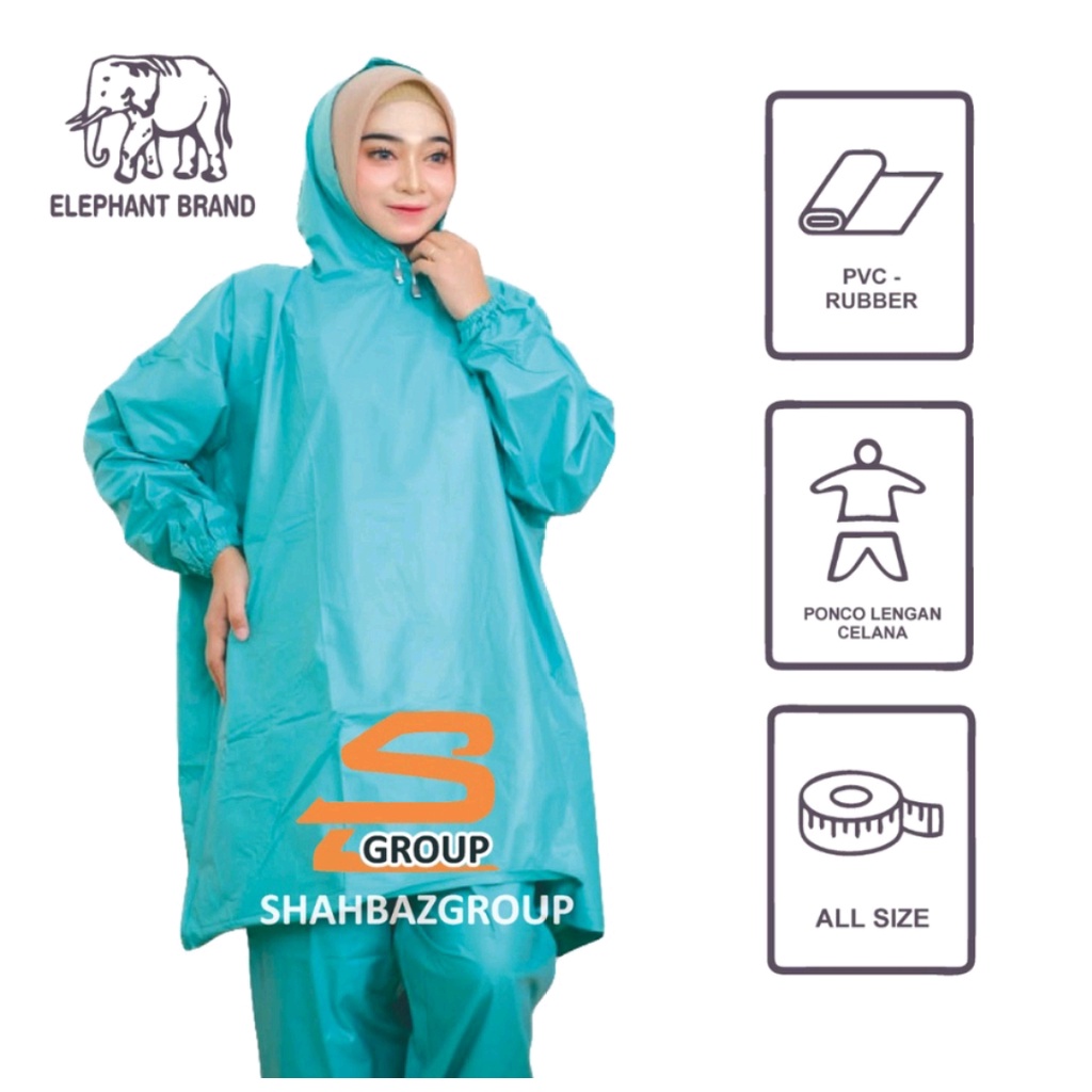 ZIPPY Elephant Brand Jas hujan Ponco Kelelawar Celana