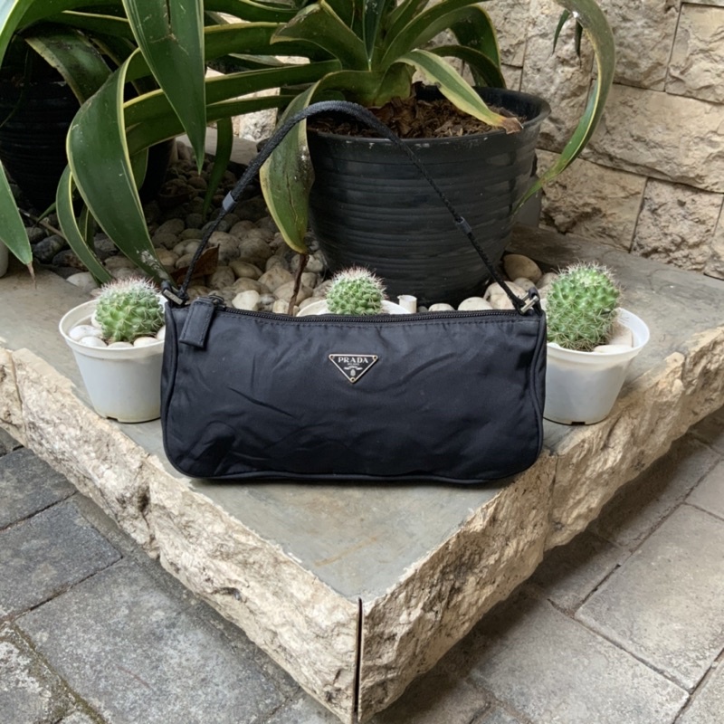 TAS HOBO PER ADA NYLON TESSUTO BAGUETTE POCHETTE SHOULDER BAG BLACK