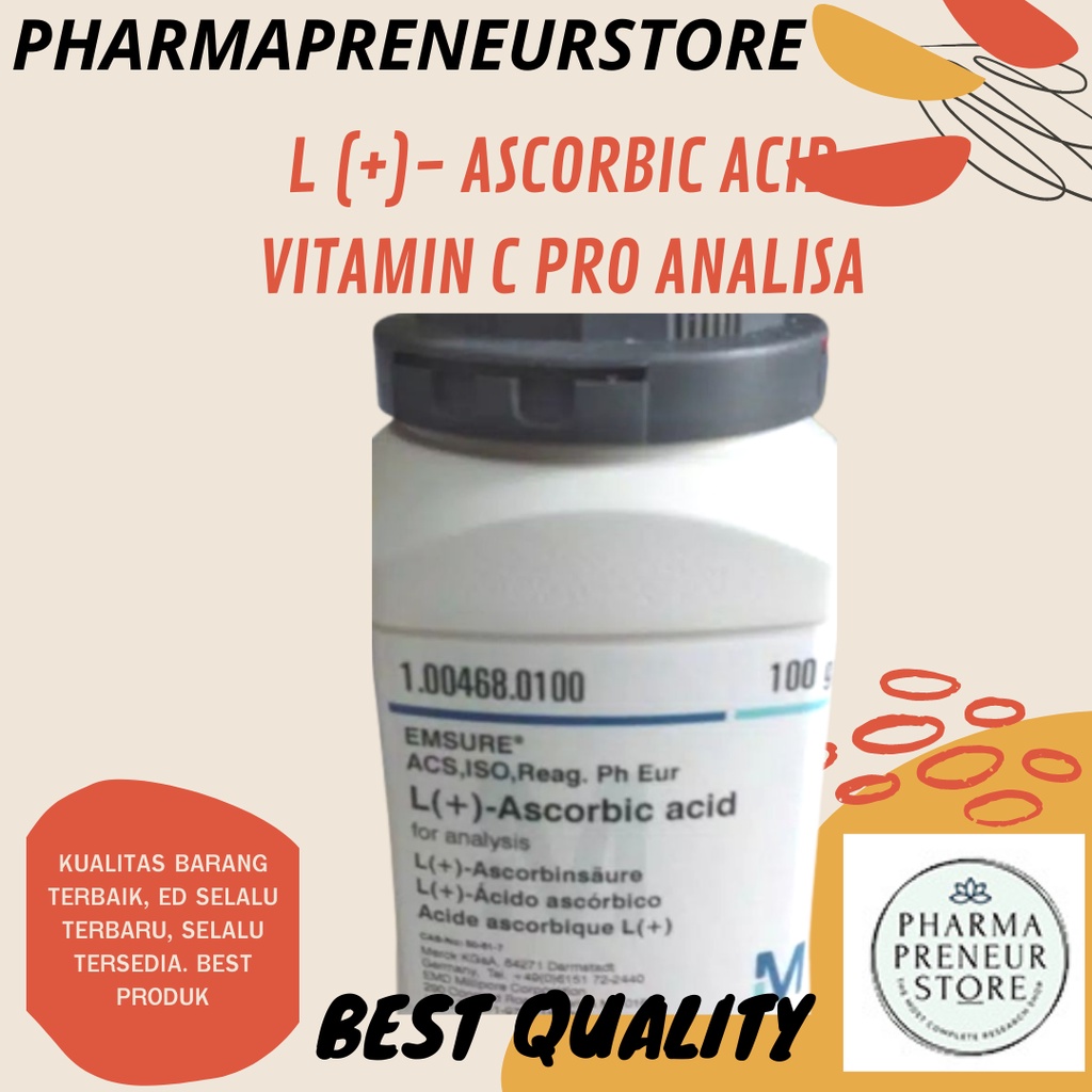 ASCORBIC ACID / ASAM ASKORBAT VITAMIN C PRO ANALISA 1 GRAM KEMASAN MERCK BEST QUALITY