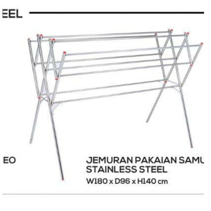 Jemuran Pakaian Stainless Steel 9 Jalur Medium Lipat