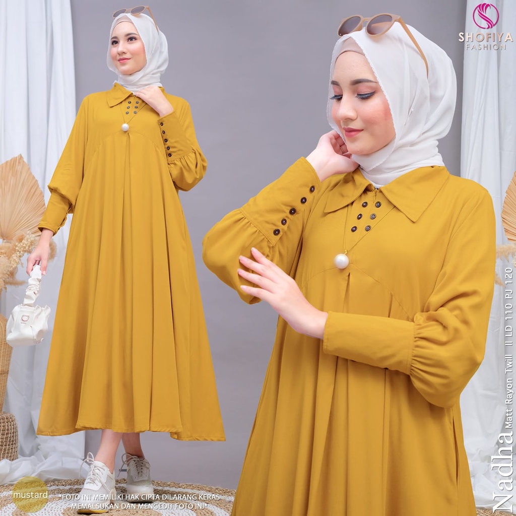 [ORI 100% SHOFIYA] NADHA MIDI DRESS TERBARU SHOFIYA FASHION | Gamis terbaru shofiya busui friendly |