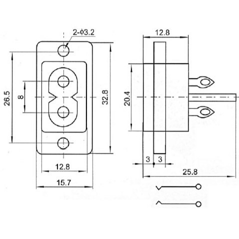 Soket AC angka 8 Standar Power Outlet Socket Switch Colokan Listrik