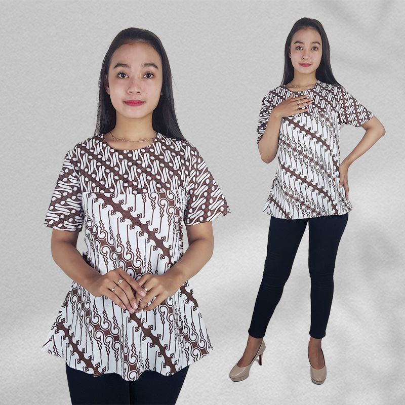 Blus Batik ABG Lengan Pendek Motif Sogan - Naira Batik