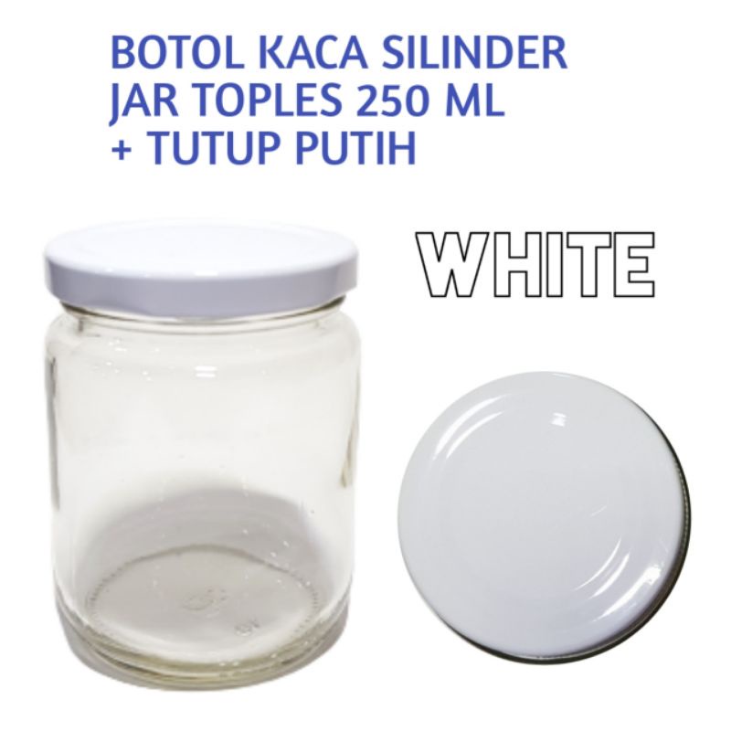 KHUSUS GROSIR BOTOL KACA 250ML BARU + TUTUP SENG / BOTOL SILINDER BULAT TOPLES KACA 250 ML