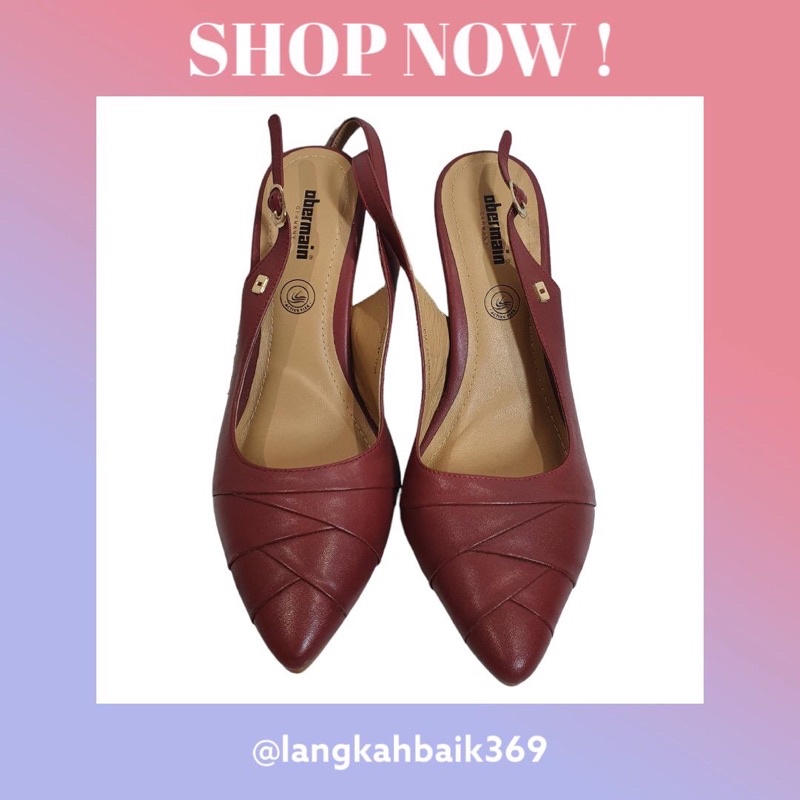 SALE Cuci Gudang Sepatu Wanita Heels Original Obermain OA 10074MR In Maroon Stiletto PROMO 100%
