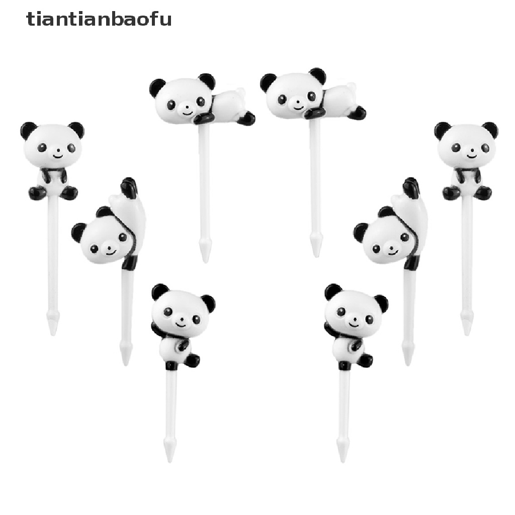 8pcs / set Garpu Buah / Snack / Dessert Mini Desain Kartun Panda Untuk Anak