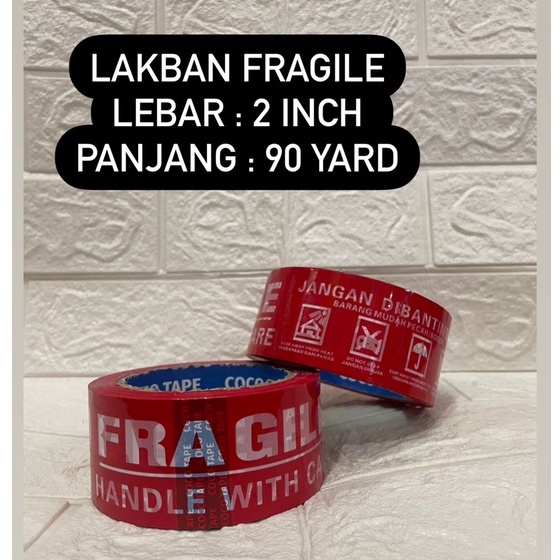 

Lakban FRAGILE Merah 2 inch x 90 Yard / Lakban Jangan Dibanting / Lakban Packing