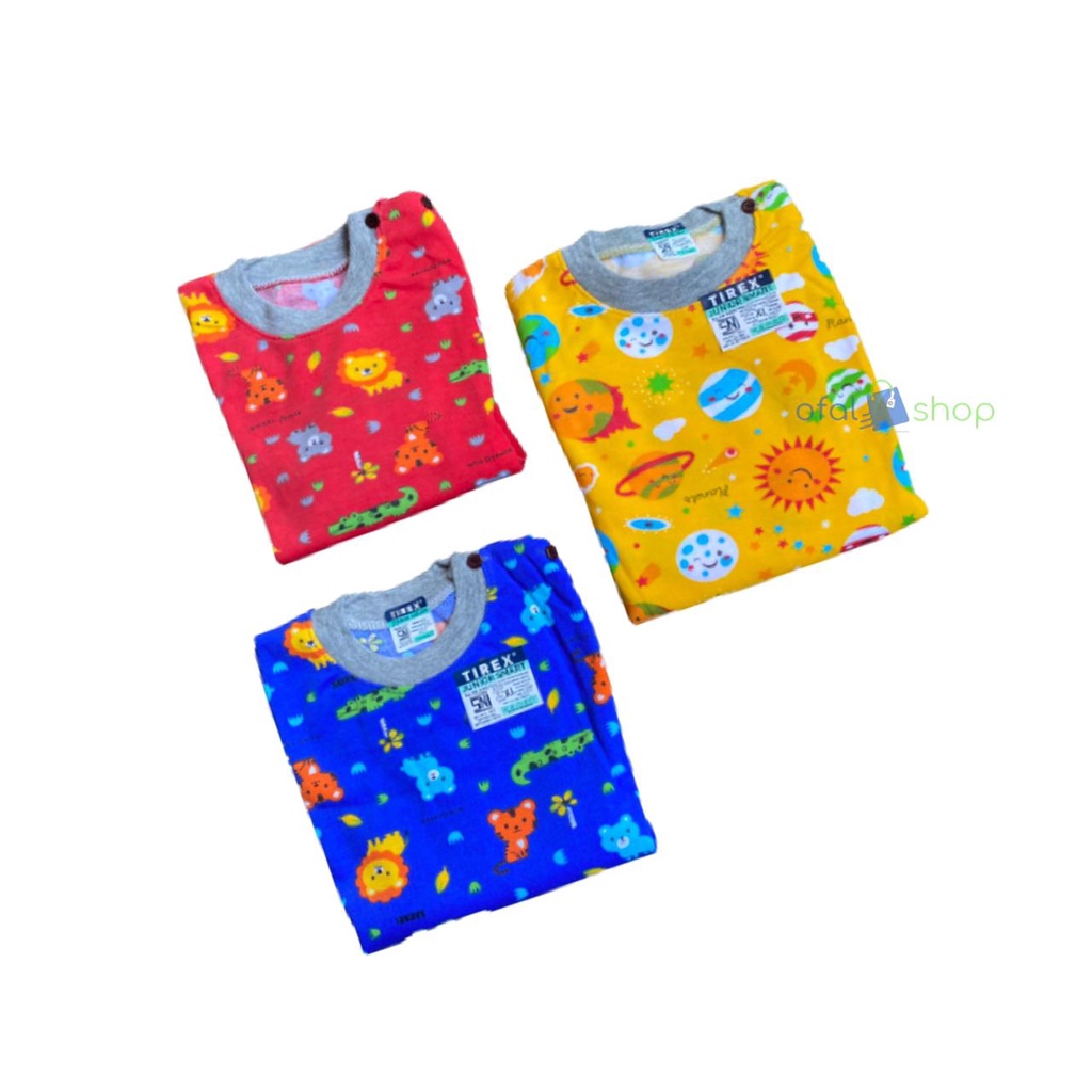 setelan piyama baju panjang celana panjang anak/bayi printing karakter merk tirex