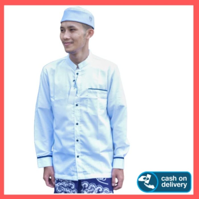 Bagus Baju Kemko Kemeja Koko "Putih" Muslim Pria Dewasa Merk An-Nur Original Sale