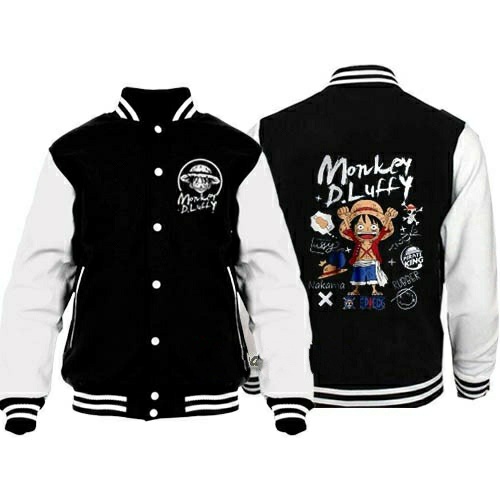 Jaket Varsity Baseball Pria Wanita  Premium / Jaket Baseball Varsity Monkey D Luffy Cosplay Anime