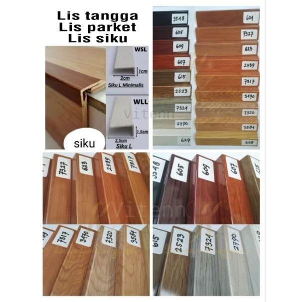 Lis siku tangga / Lis Parket / Lis siku pvc /Lis ending  isi 2,4meter