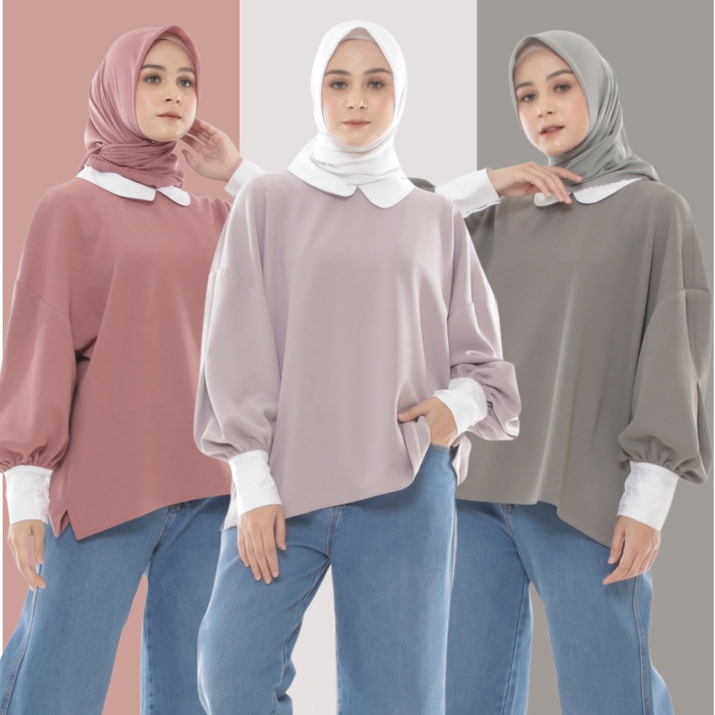 Nura Blouse Atasan Wanita Oversize Knit Premium