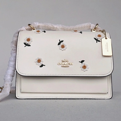 NEW Sale coach klare crossbody with daisy embroidery white tas selempang putih wanita
