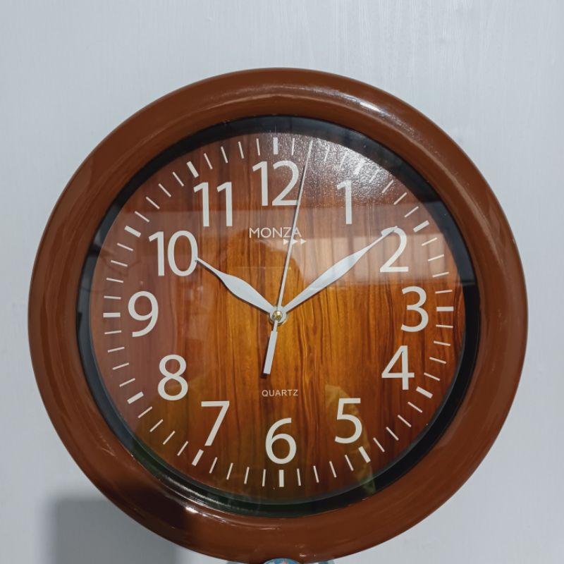 Jual JAM DINDING MONZA MOTIF KAYU WOOD DIAMETER 30CM FREE BATERAI
