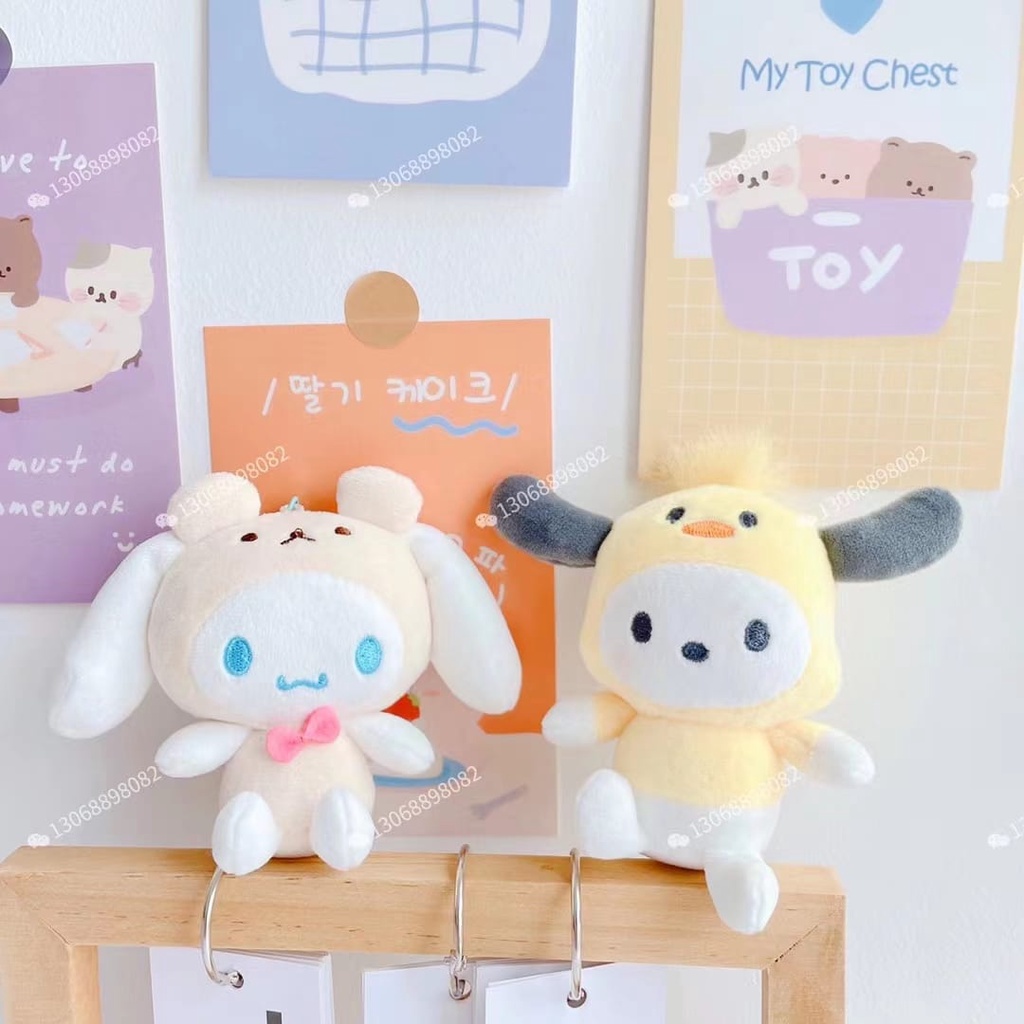 Gantungan Kunci Boneka Sanrio Hodie Animals Boneka My Melody Kuromi Pachasso Bahan Plush Untuk Dekorasi Tas